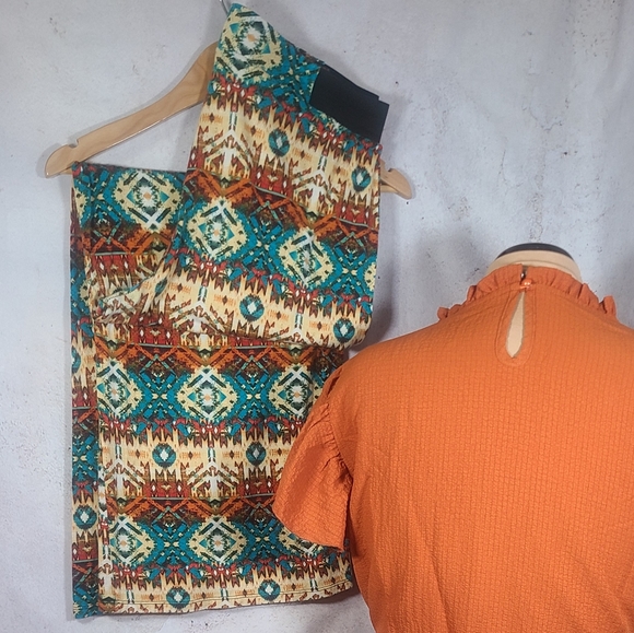 Donna Moore Pants - XL Teal Rust Tan Wide Leg Pant Stretch Comfortable Lightweight Great Summer Pant